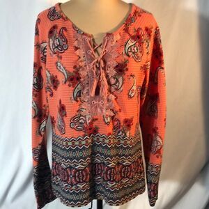Vintage America women’s bohemian peasant top size small